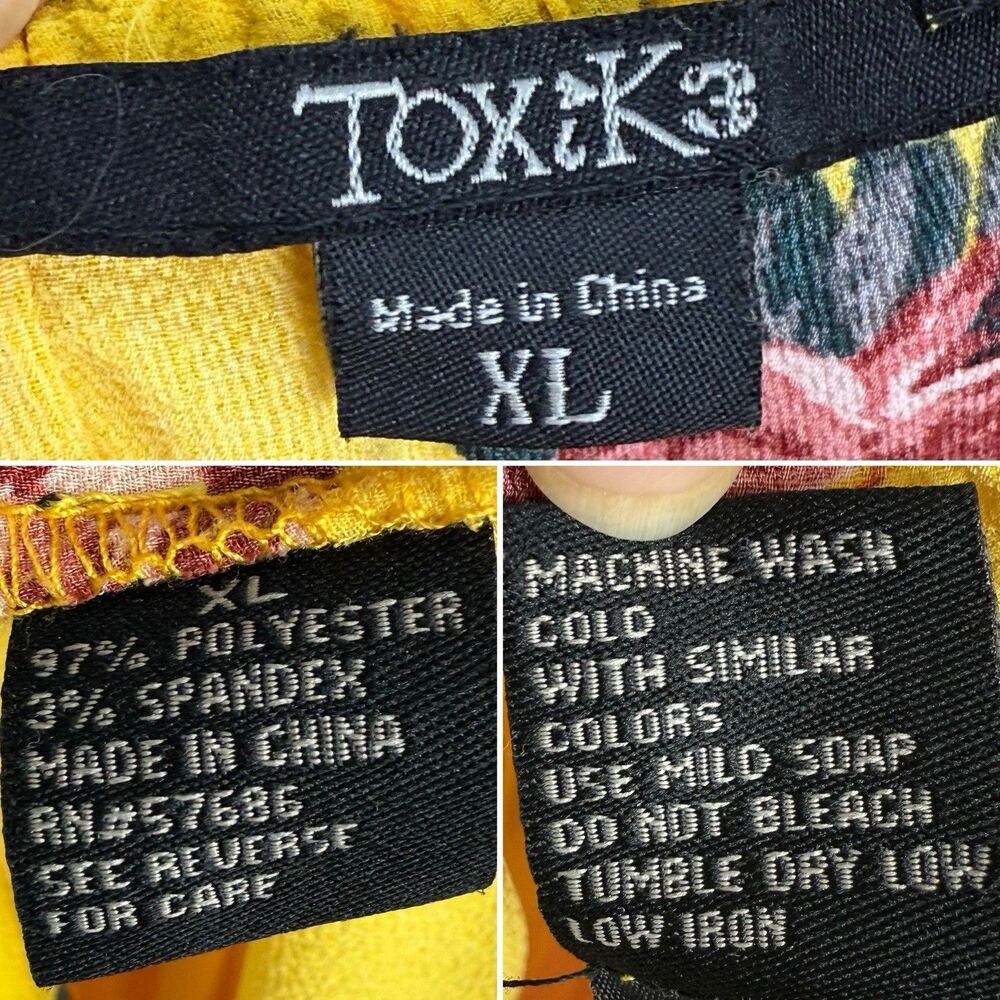 Toxik3‎ Yellow Floral Off The Shoulder Long Sleeve Romper Size XL - Picture 12 of 16